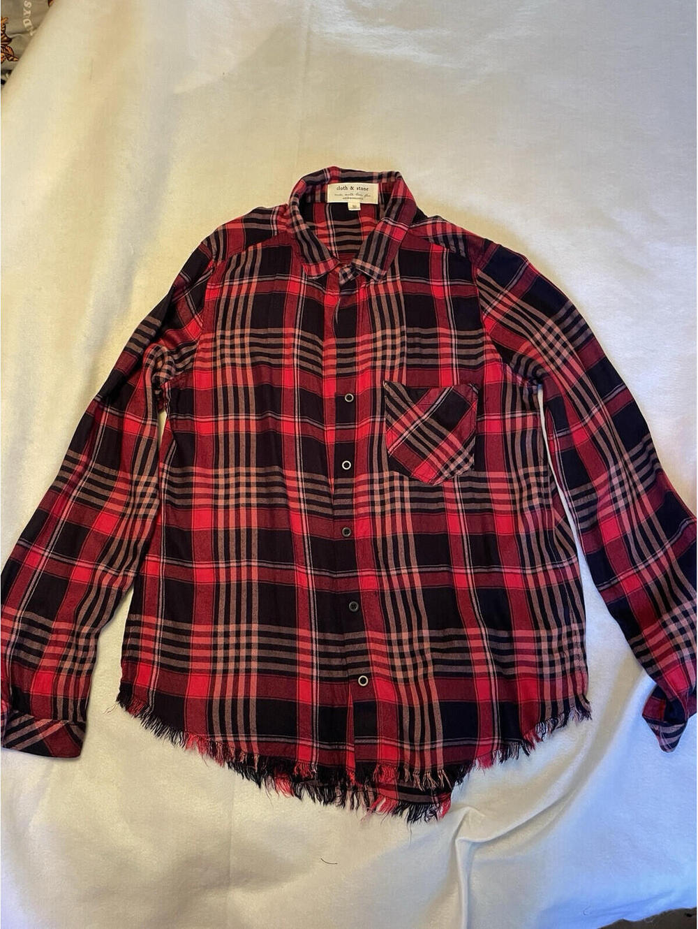 Anthropologie Cloth And Stone Shirt Button Soft Flannel Shirt - Red Plaid Sz M